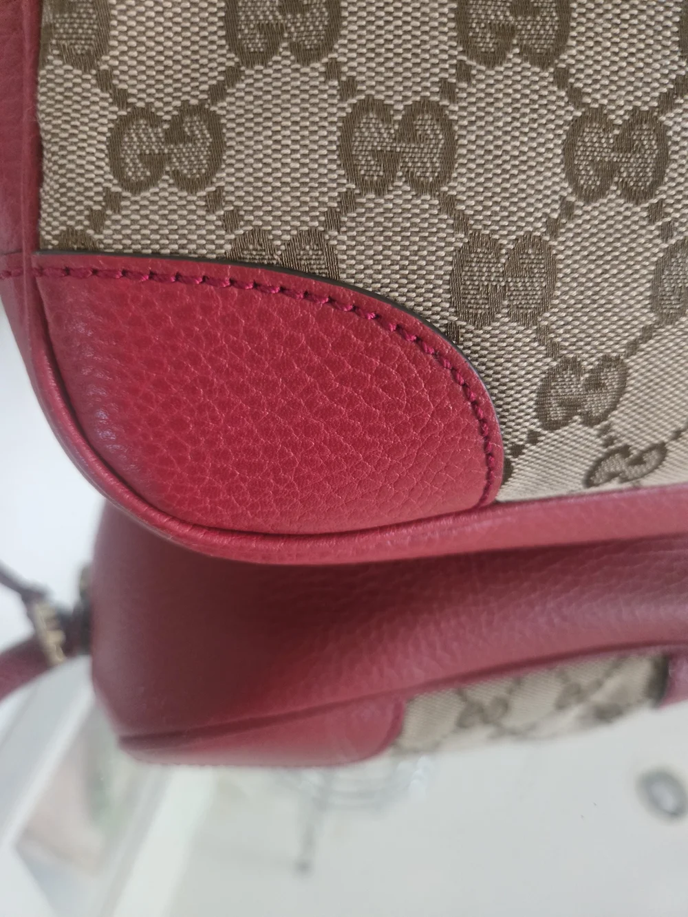 Gucci Red and Beige Canvas Crossbody Bag